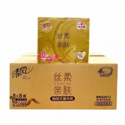 清风BR82S7J塑包抽纸 丝柔系列4层100抽 64包整箱